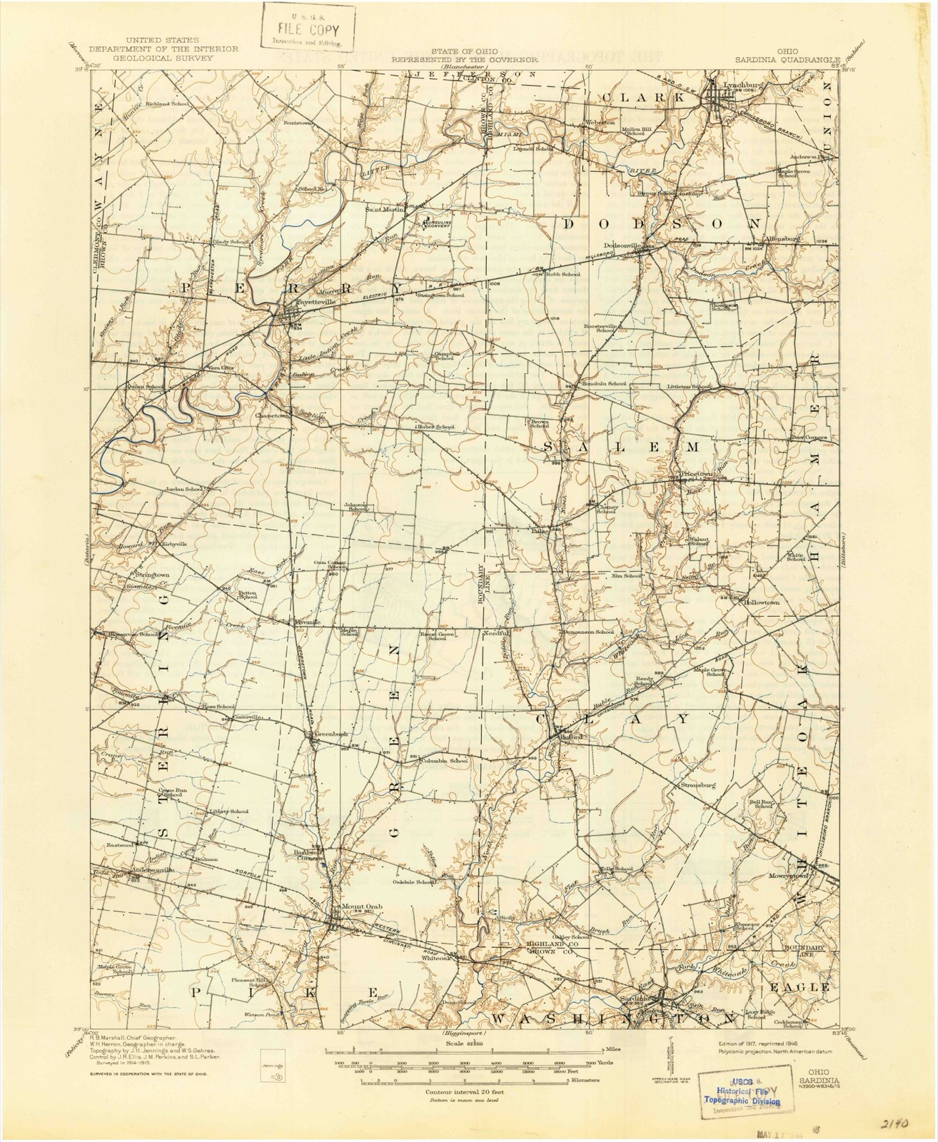 Topographic sheet of Centerville, surveyed 1917