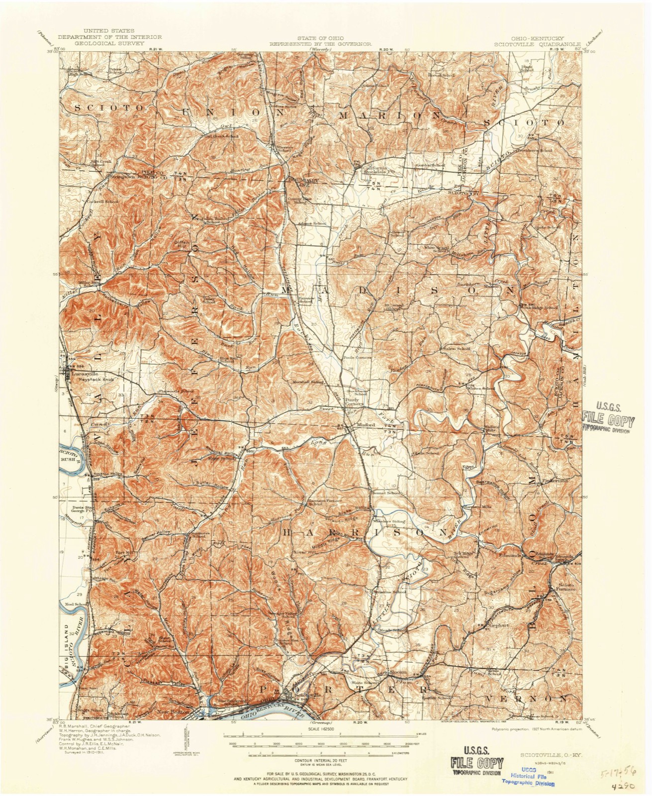 Topographic sheet of Rubyville, surveyed 1911