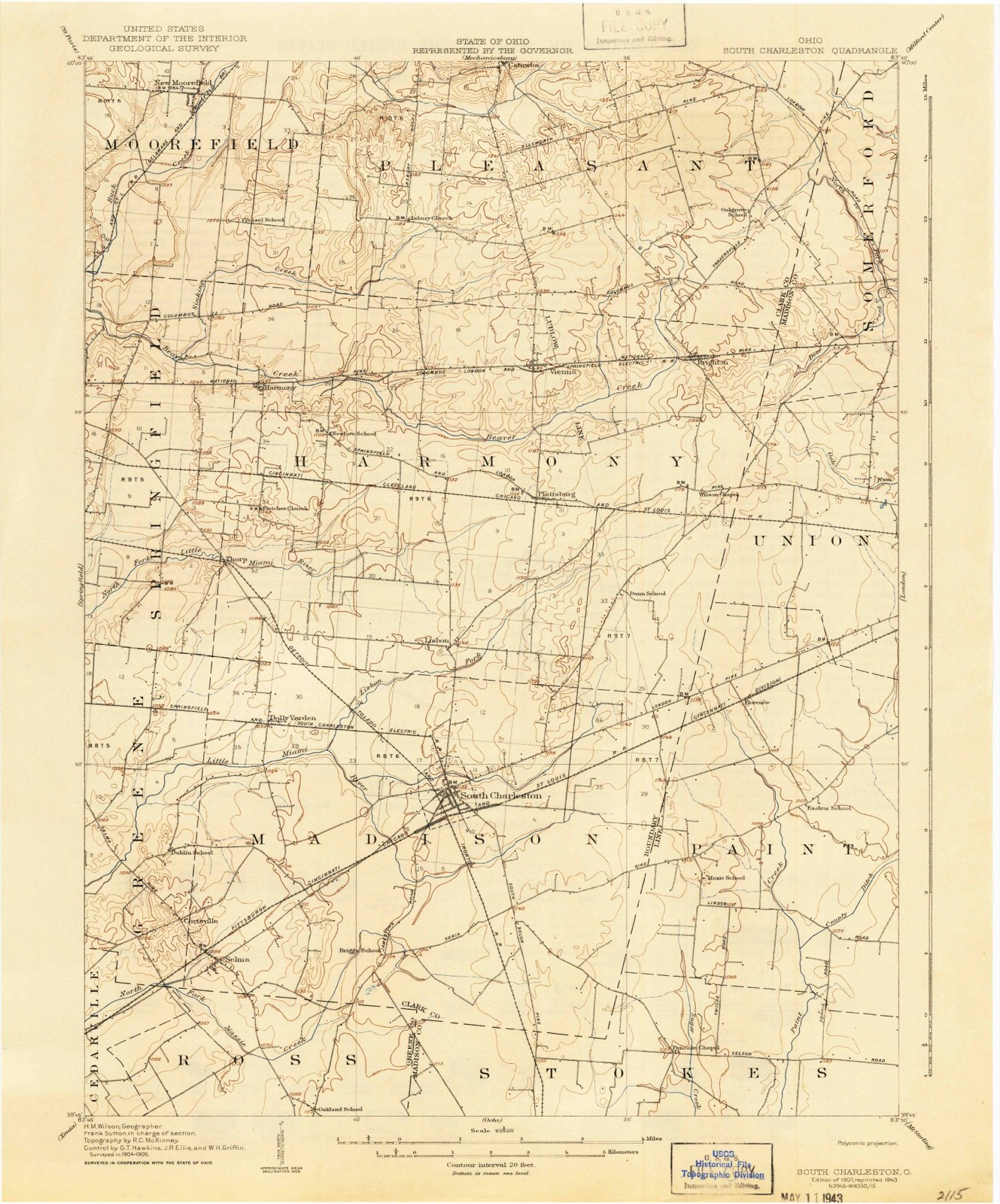 Topographic sheet of Harmony, surveyed 1907