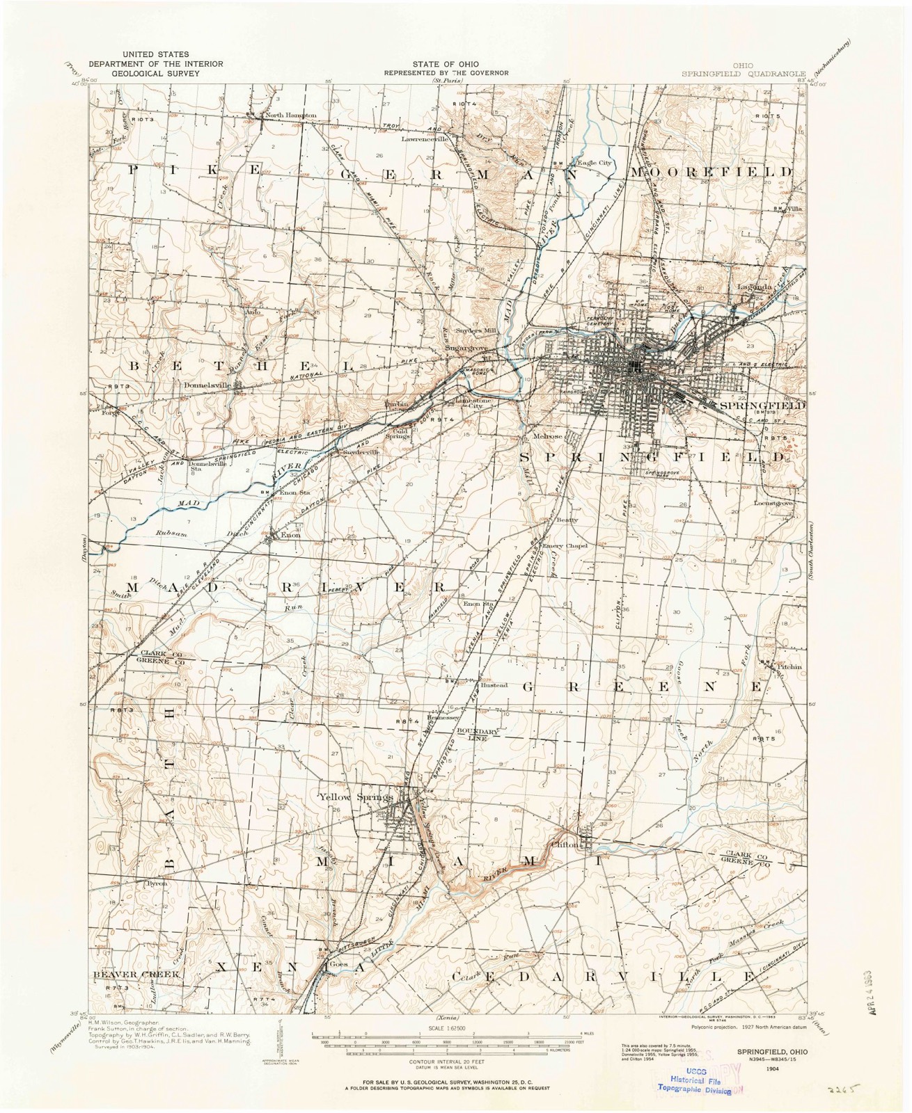 Topographic sheet of Springfield, surveyed 1904