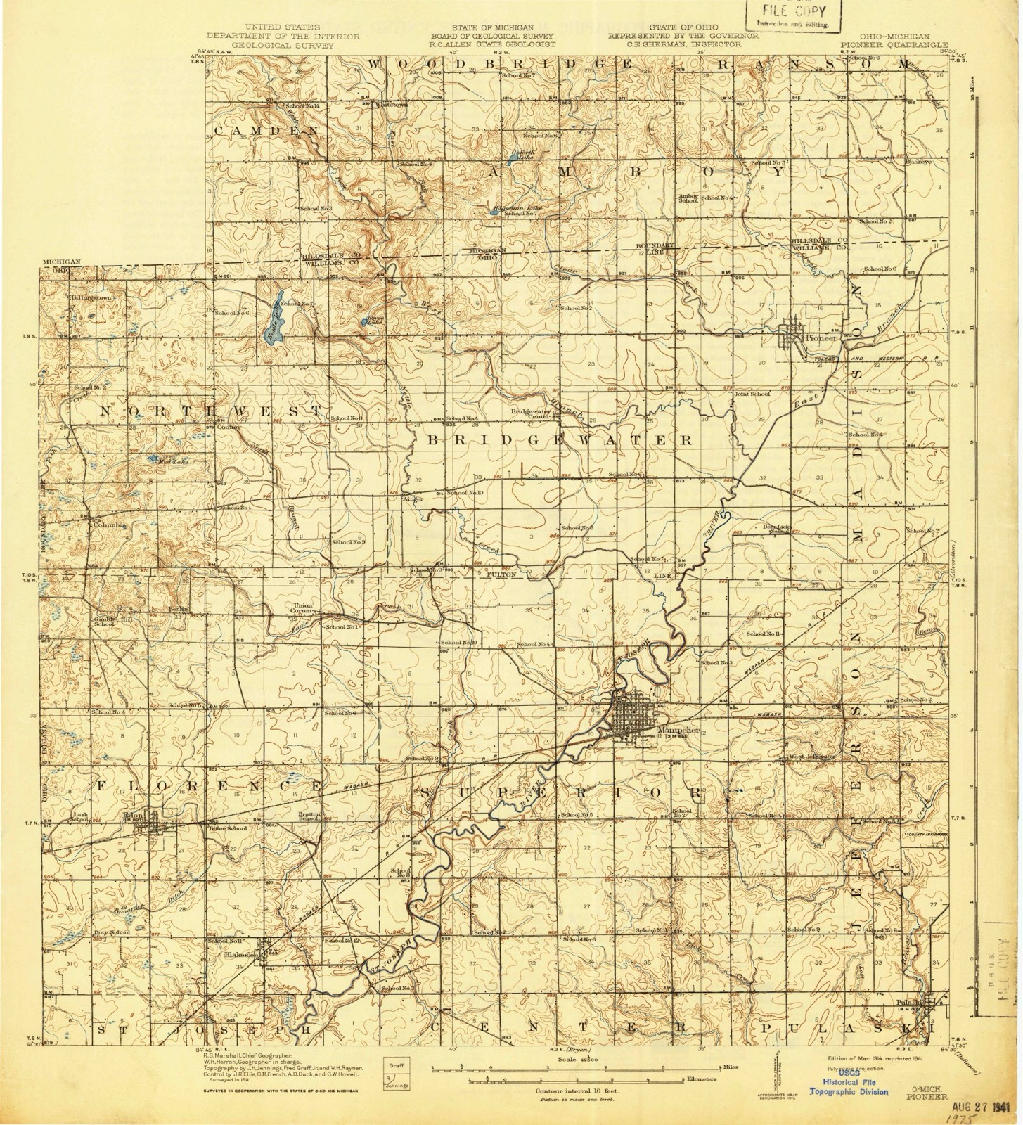 Topographic sheet of Ainger, surveyed 1914