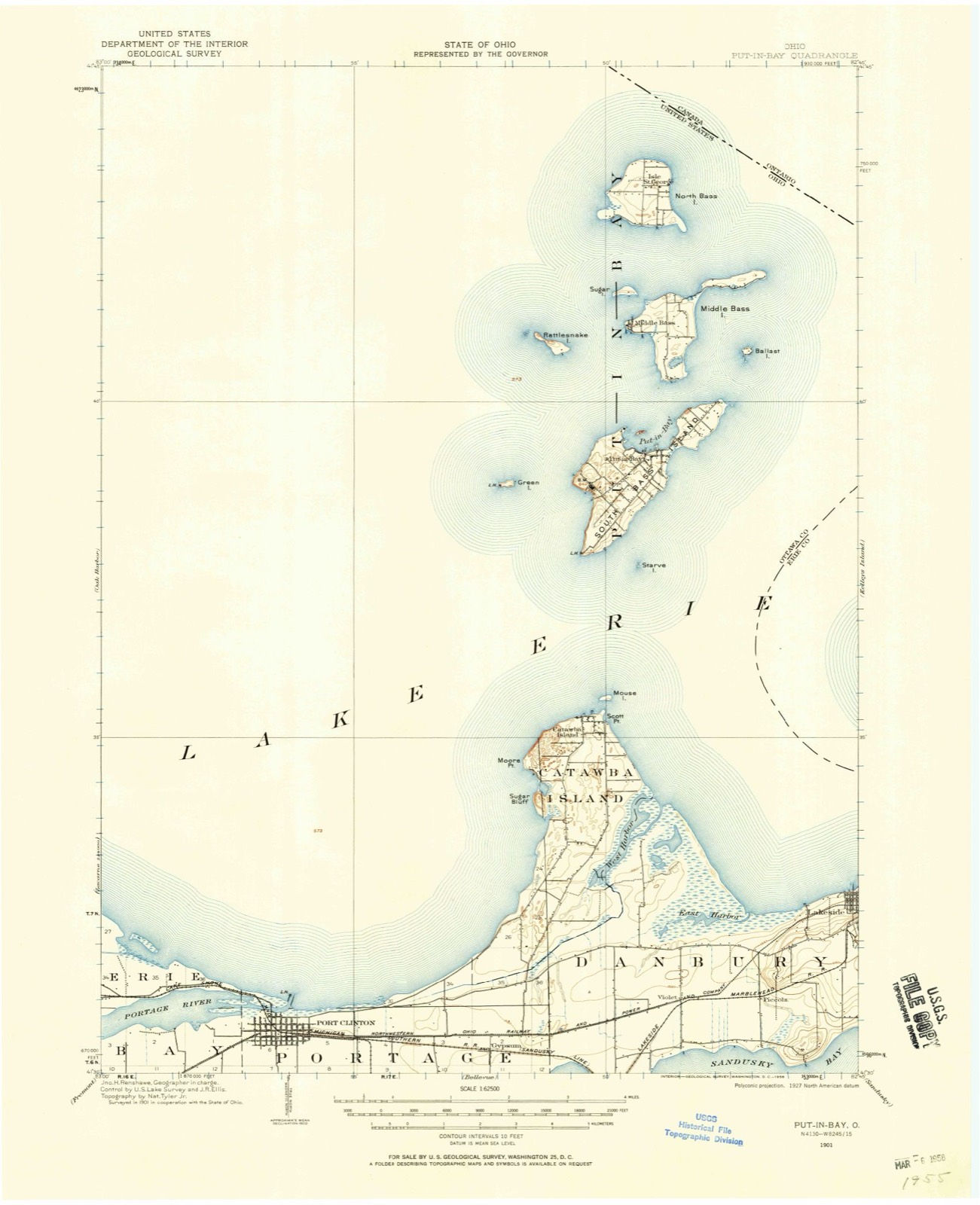 Topographic sheet of Middle Bass, surveyed 1901