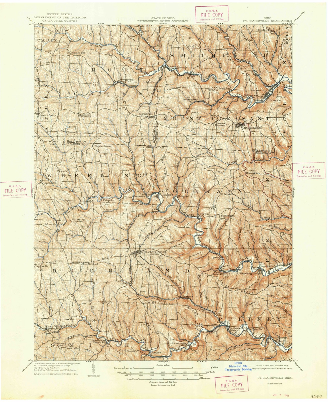 Topographic sheet of Brookside, surveyed 1905