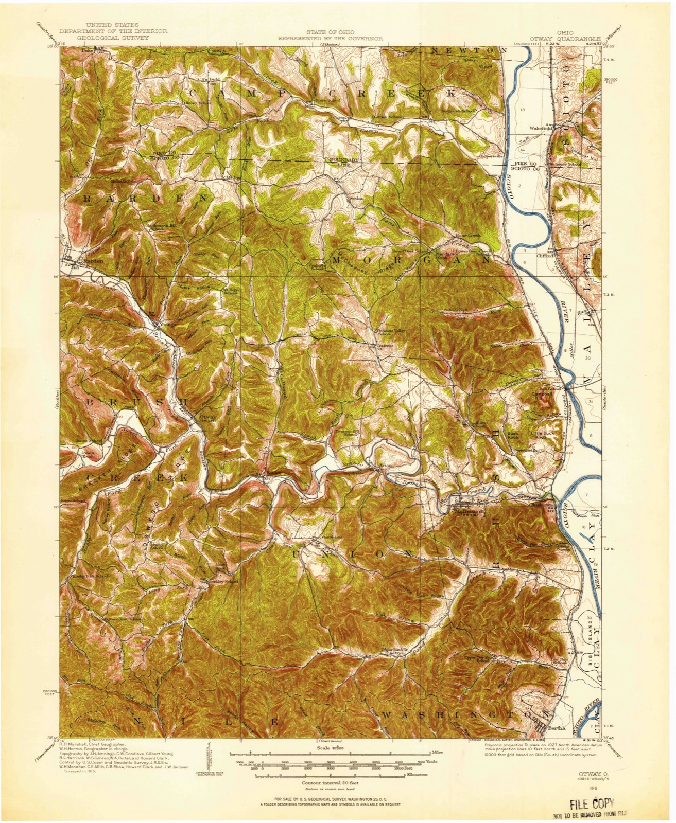 Topographic sheet of Rushtown, surveyed 1915