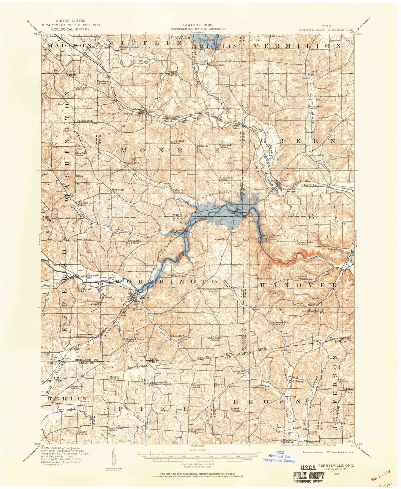 Topographic sheet of Berger, surveyed 1912