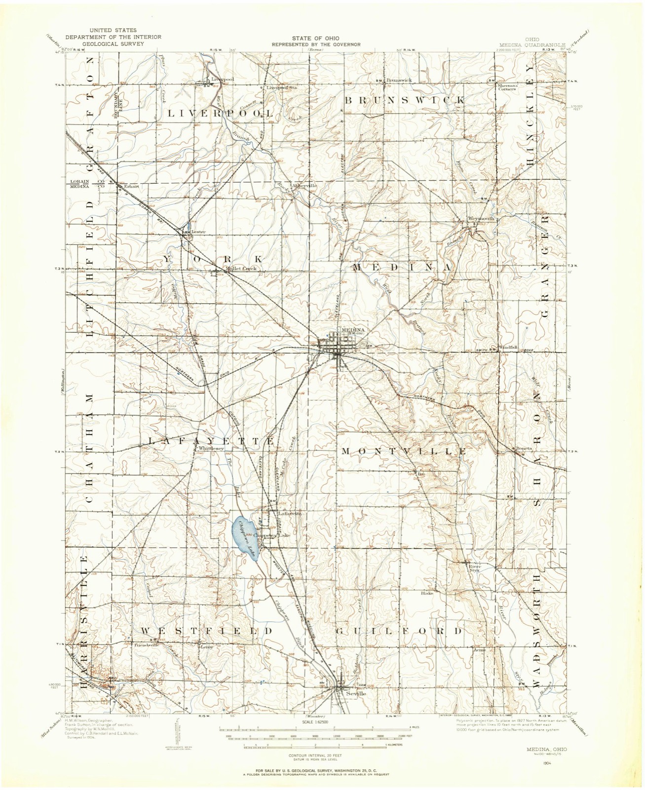 Topographic sheet of Poe, surveyed 1904