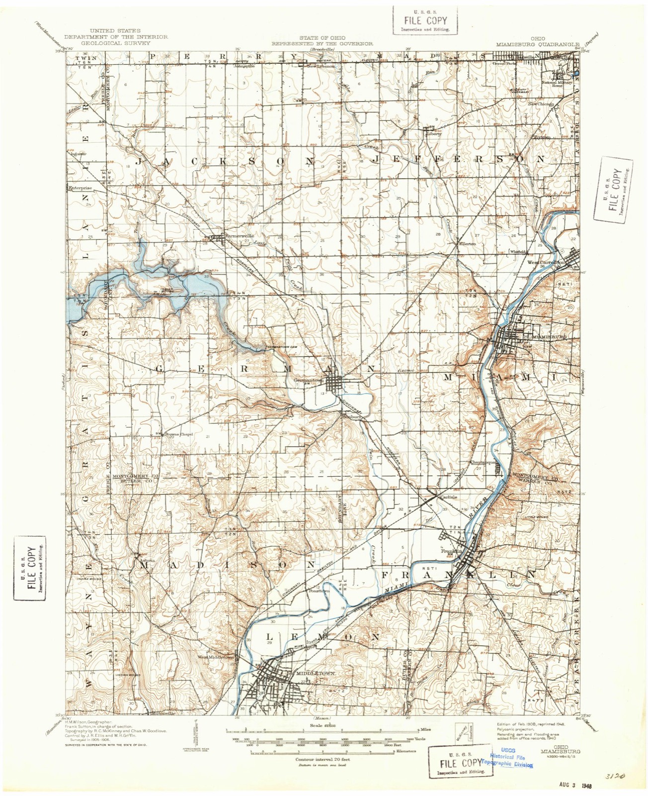 Topographic sheet of Franklin, surveyed 1908