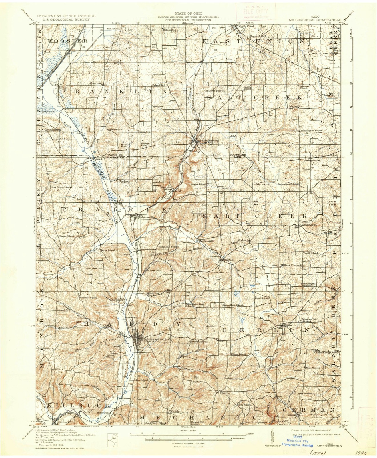 Topographic sheet of Stringtown, surveyed 1915