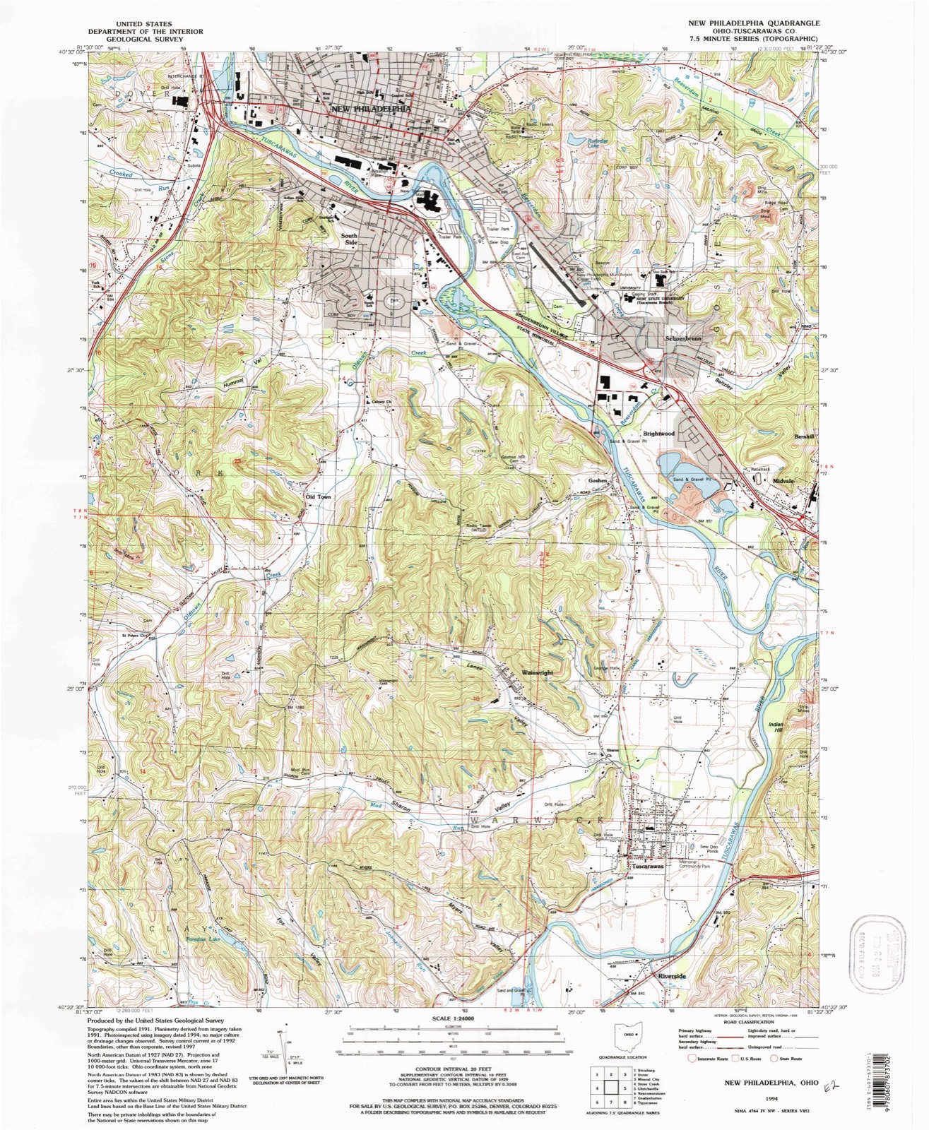Topographic sheet of Schoenbrunn Estates, surveyed 1994