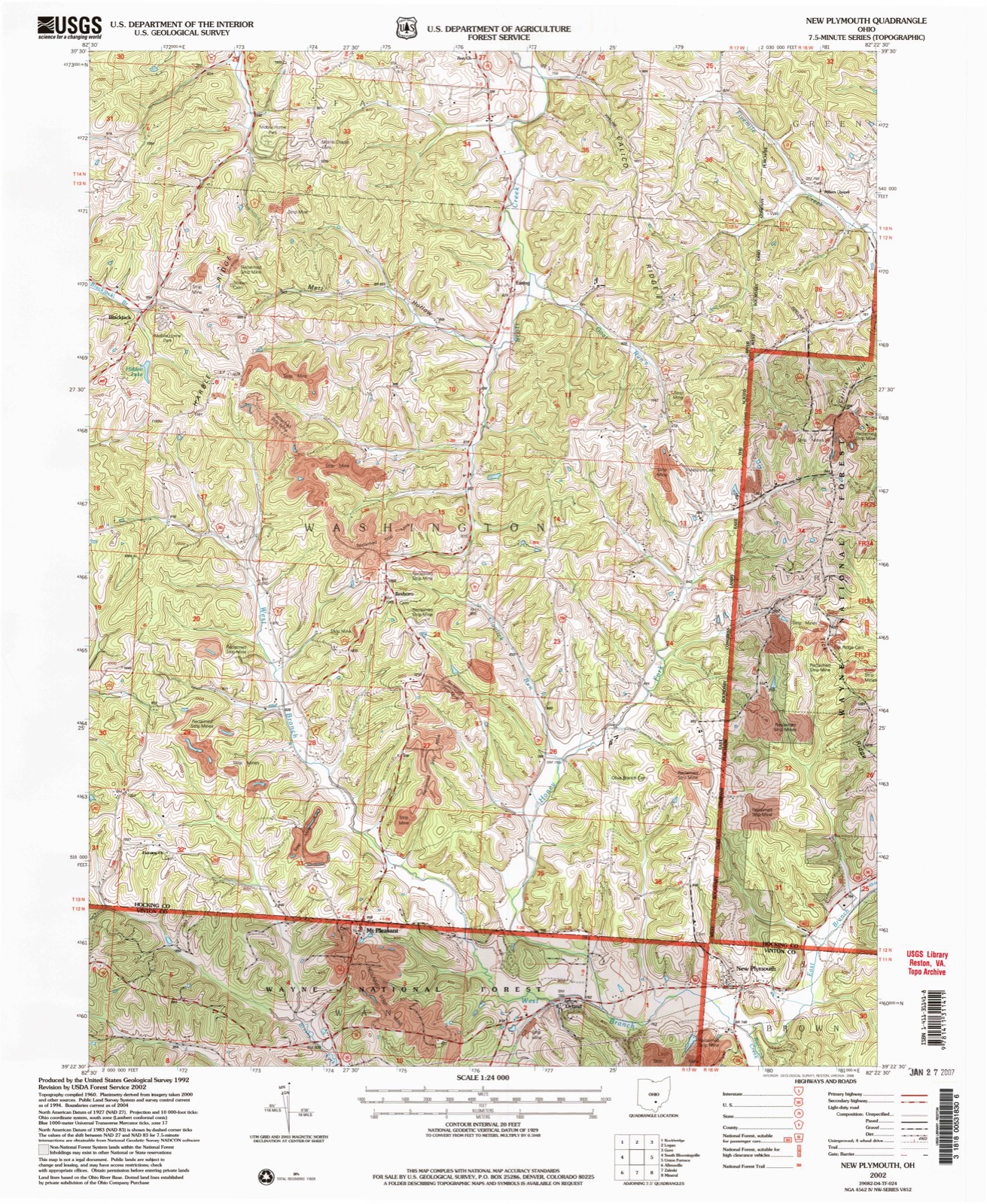 Topographic sheet of Blackjack, surveyed 2002