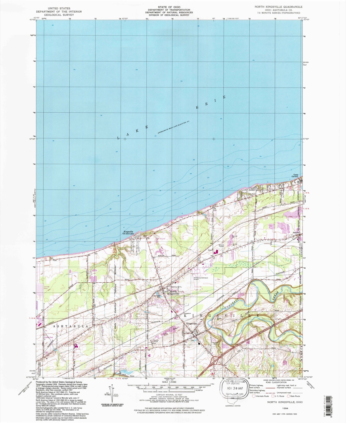 Topographic sheet of Green Acres, surveyed 1994