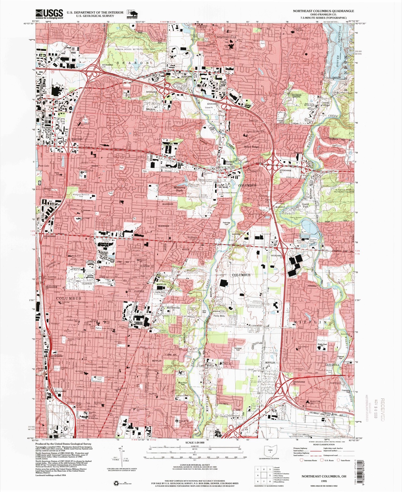 Topographic sheet of Linden, surveyed 1995