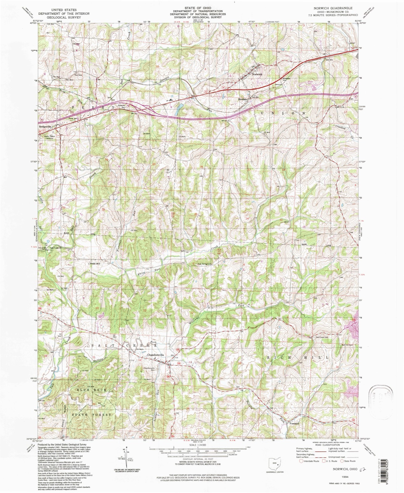 Topographic sheet of Rich Hill (historical), surveyed 1994