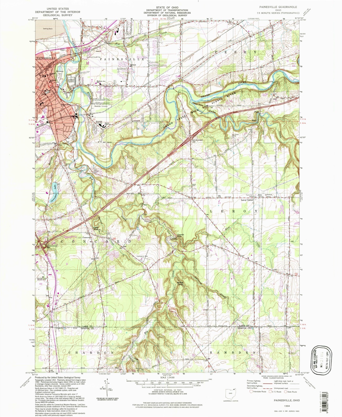 Topographic sheet of Five Points, surveyed 1994