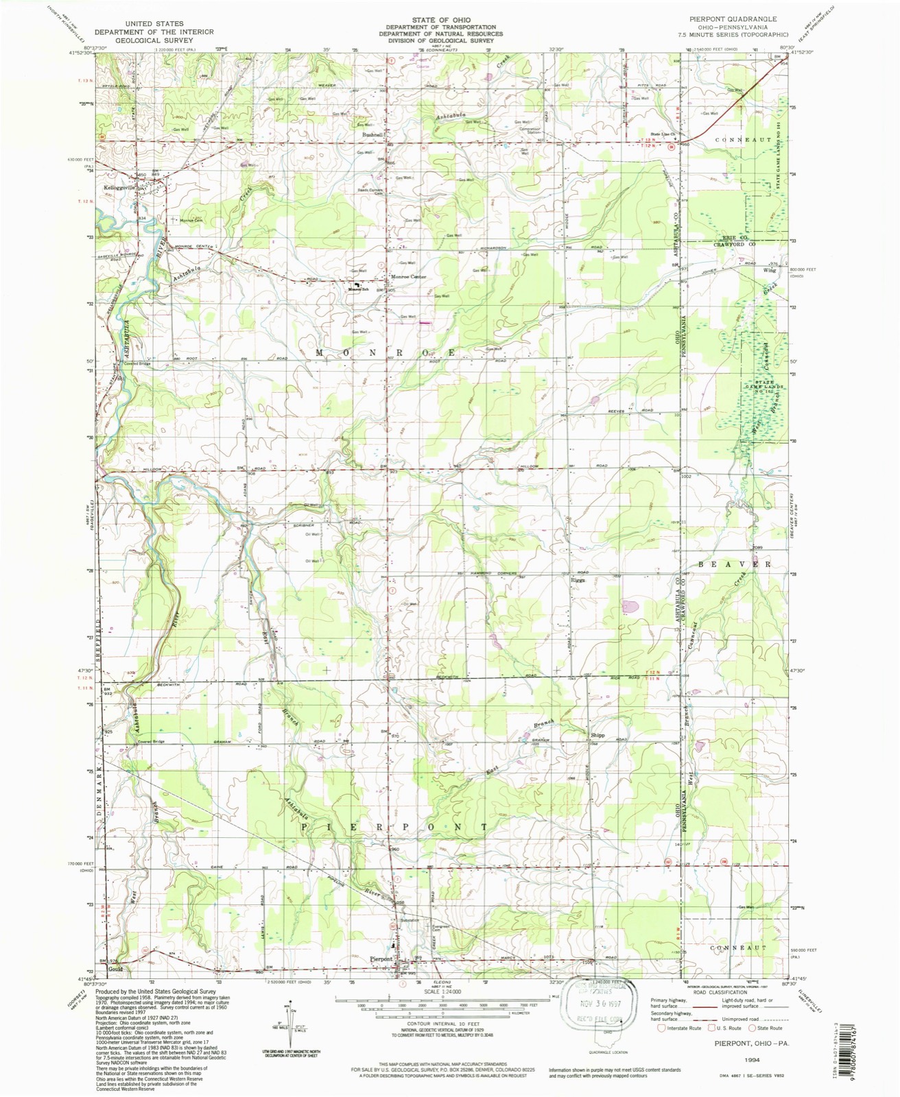 Topographic sheet of Bushnell, surveyed 1994