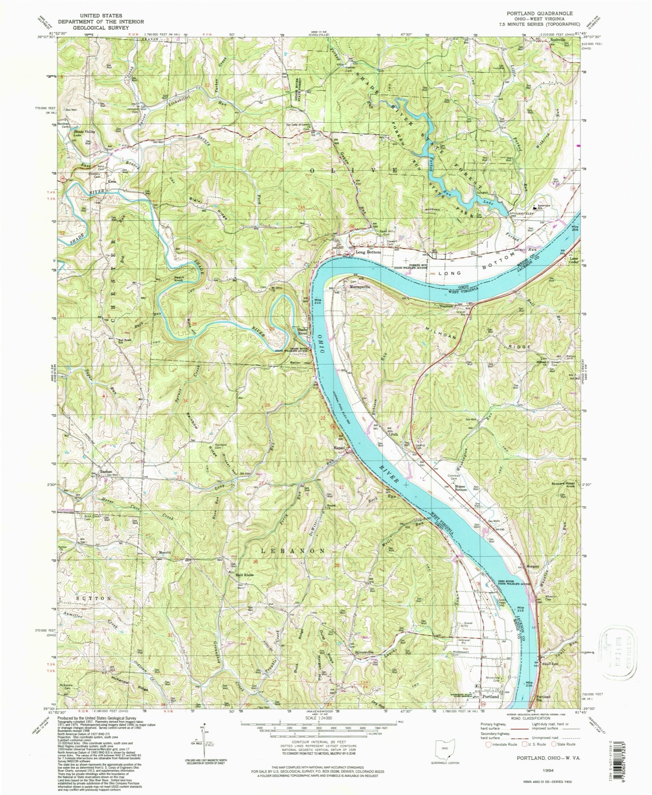 Topographic sheet of Bald Knobs, surveyed 1994