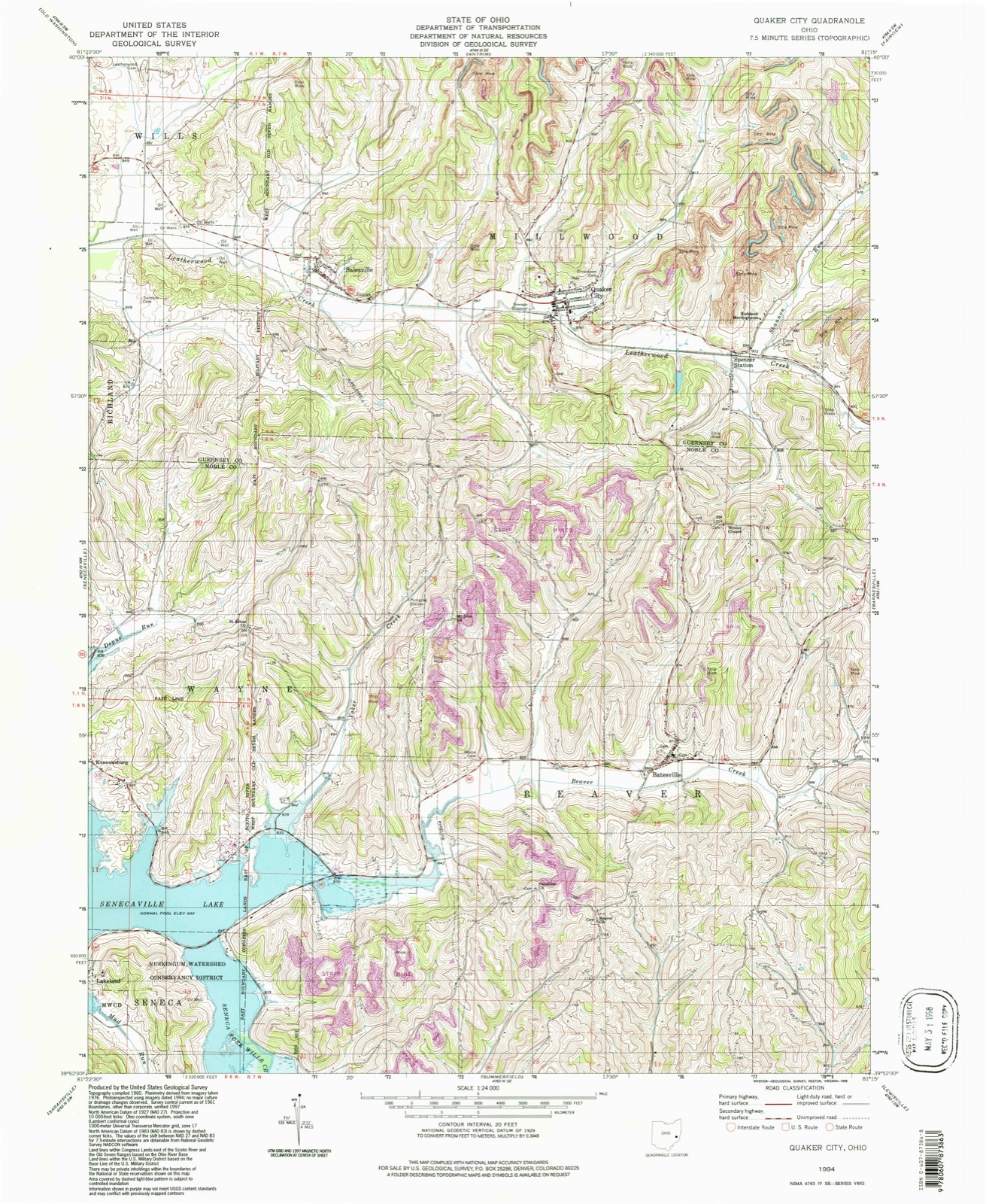Topographic sheet of Batesville, surveyed 1994