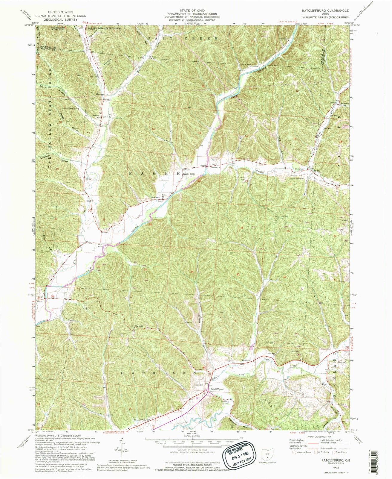 Topographic sheet of Eagle Mills, surveyed 1992