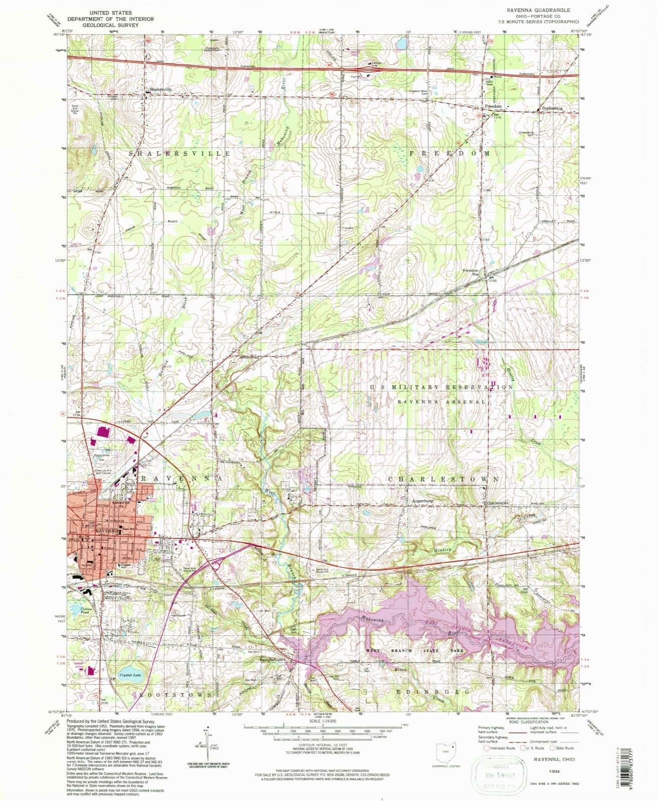 Topographic sheet of Hamlet Park, surveyed 1994