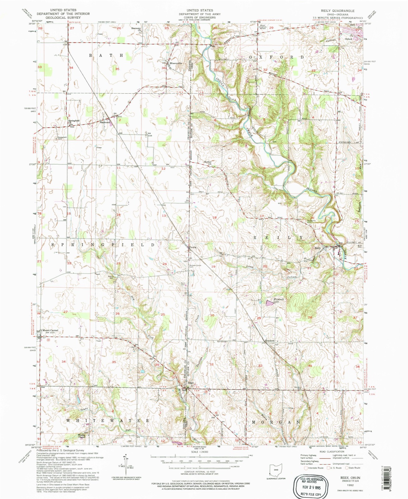 Topographic sheet of Newkirk, surveyed 1992