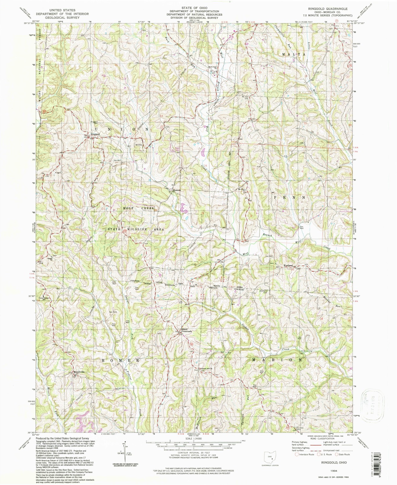 Topographic sheet of Chaneyville (historical), surveyed 1994