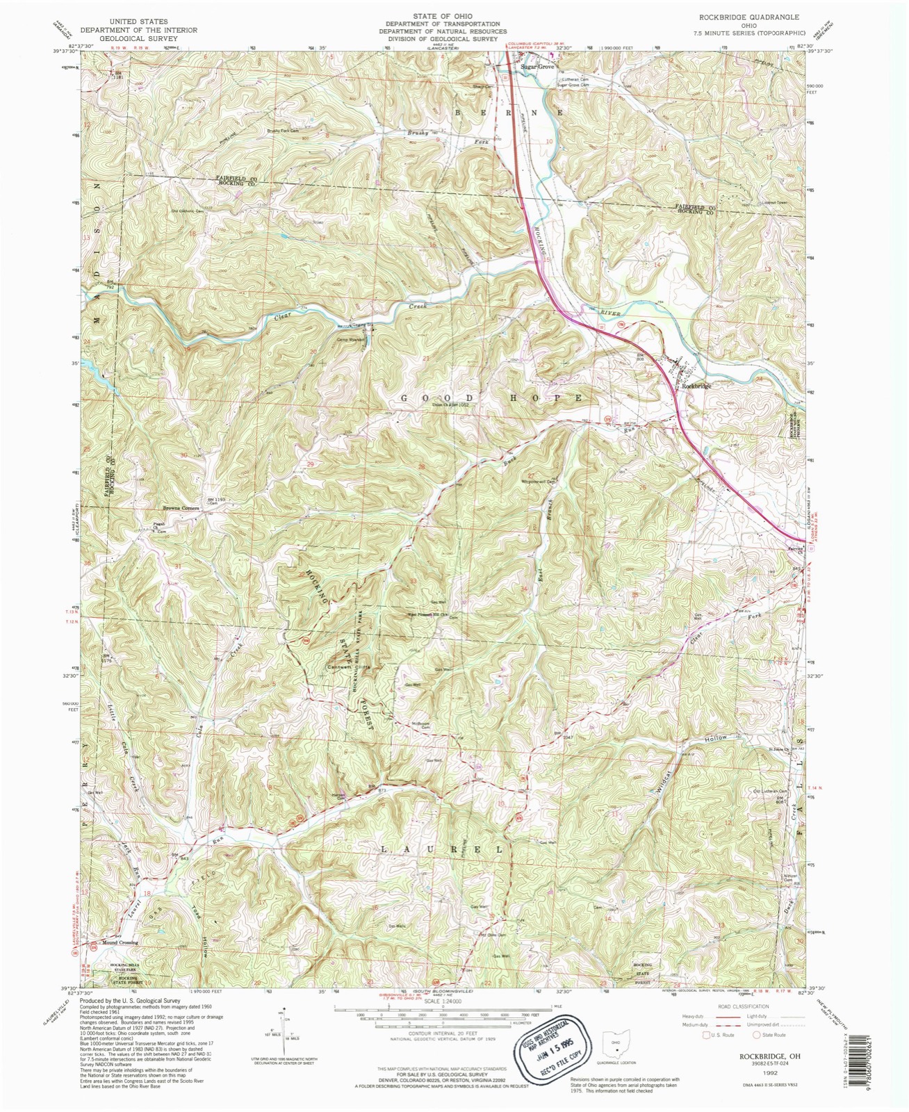 Topographic sheet of Rockbridge, surveyed 1992