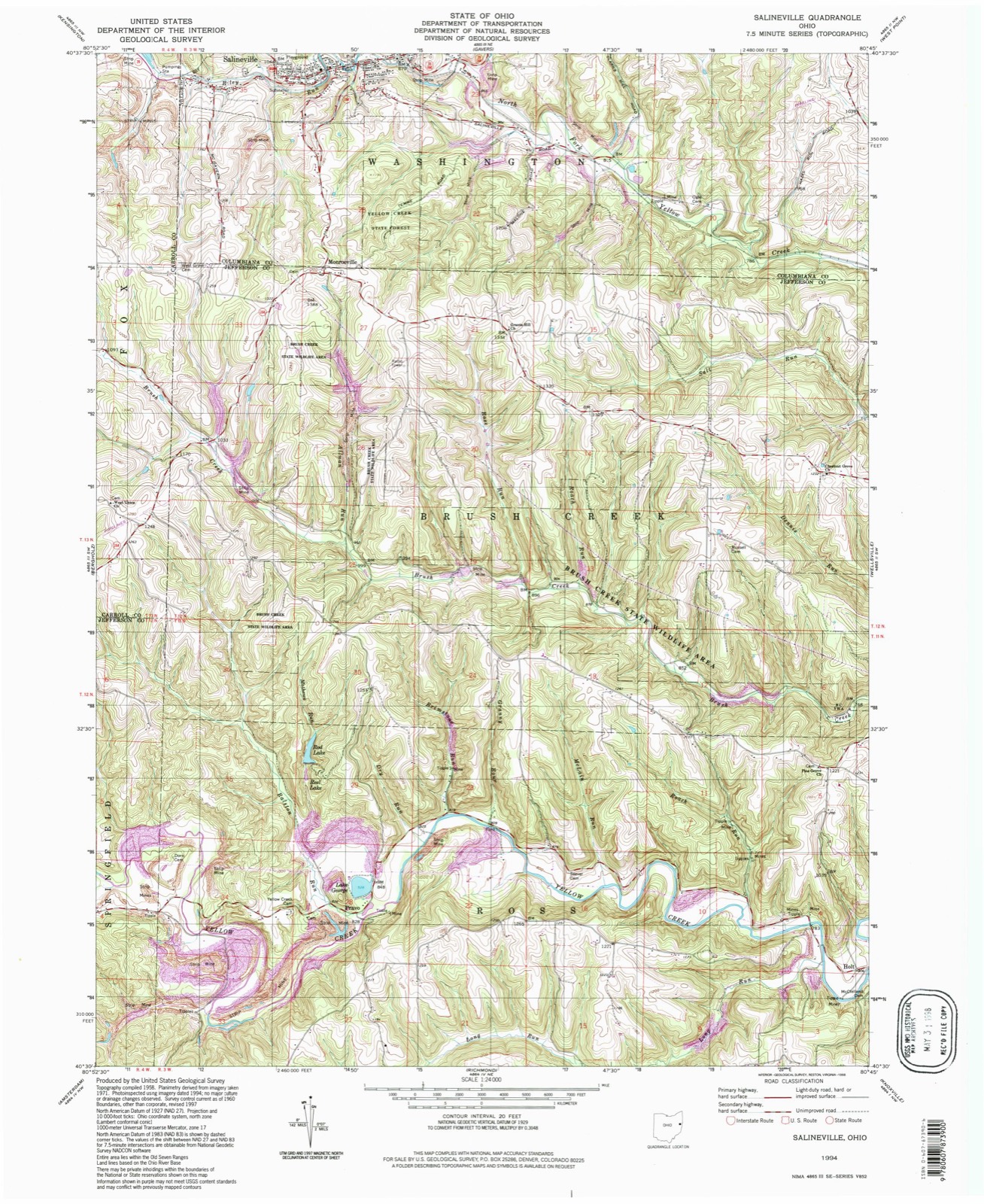 Topographic sheet of Pine Hill, surveyed 1994