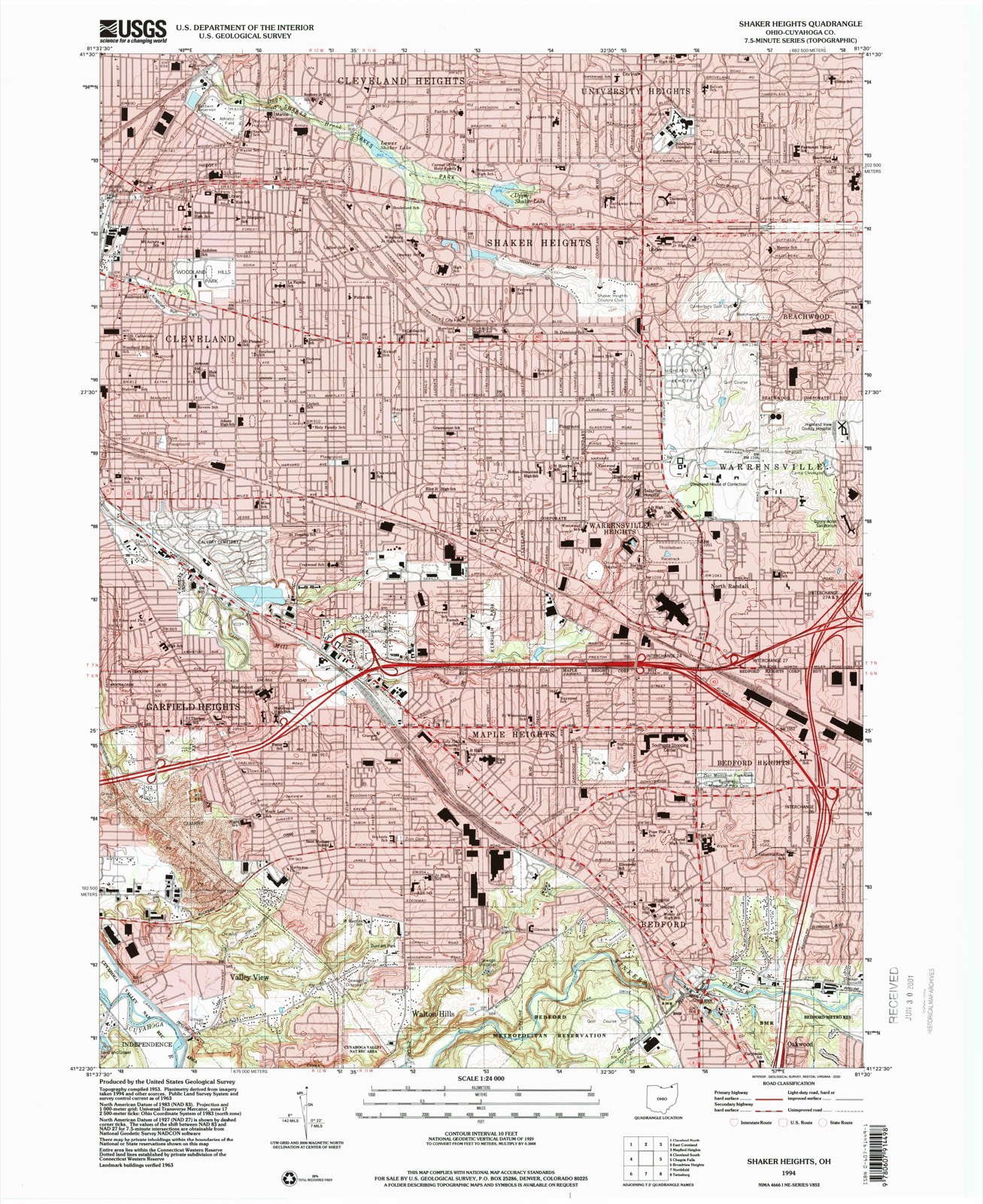 Topographic sheet of Ludlow, surveyed 1994