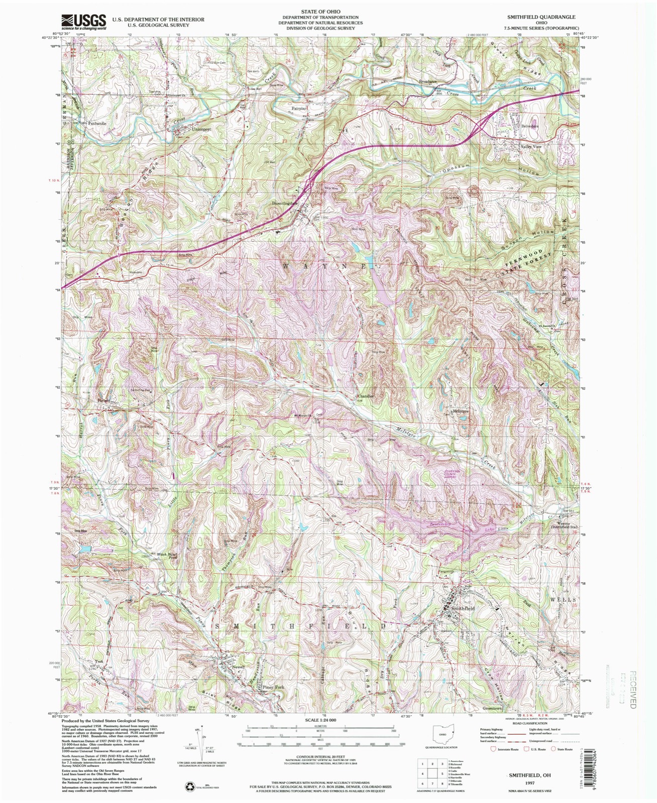 Topographic sheet of Smithfield, surveyed 1997