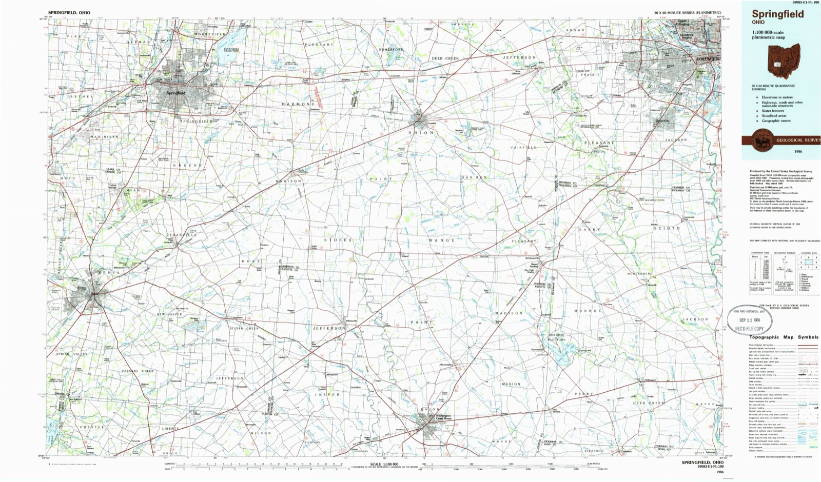 Topographic sheet of Farmbrook, surveyed 1986