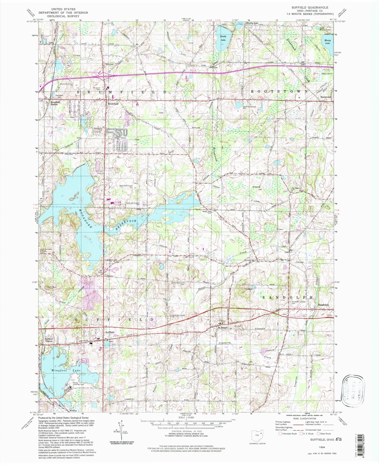 Topographic sheet of Brimfield Station, surveyed 1994