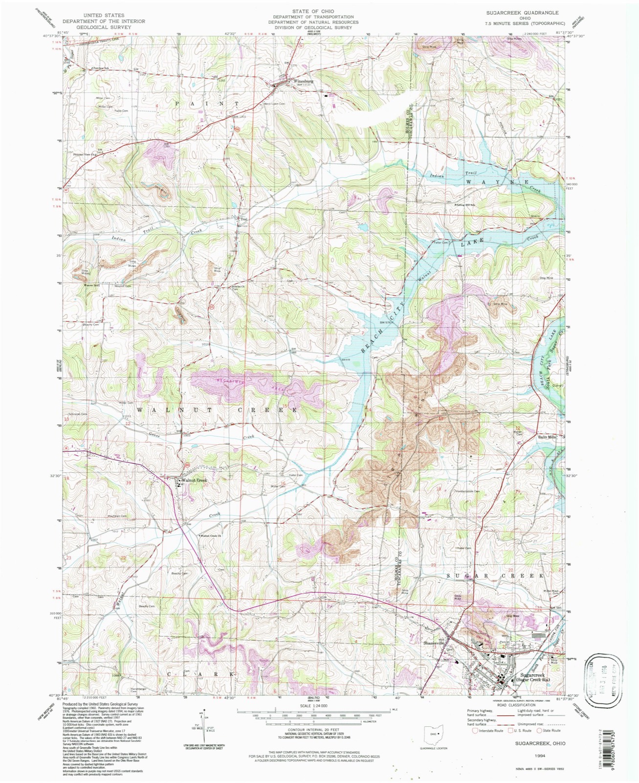 Topographic sheet of Unionville, surveyed 1994