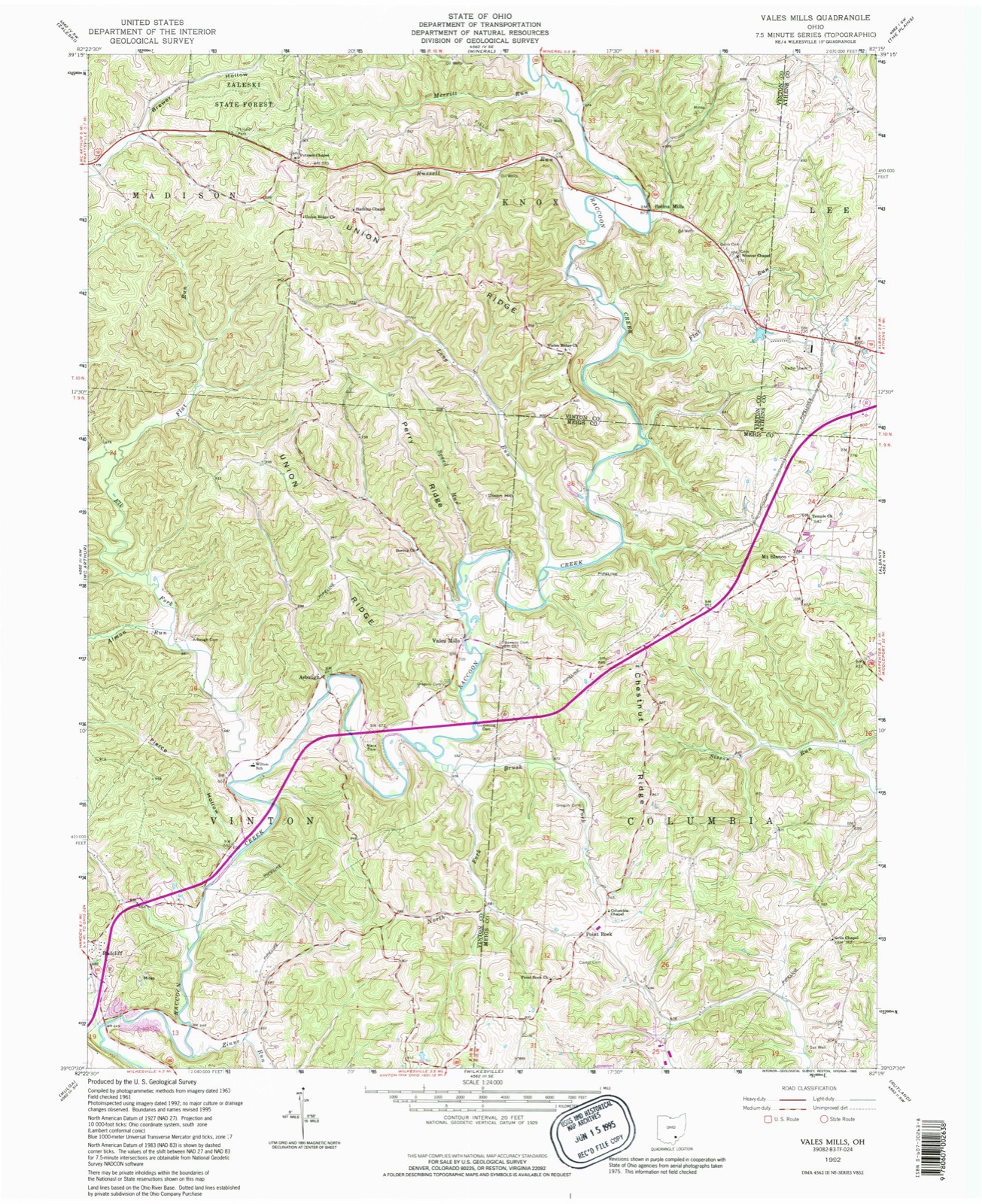 Topographic sheet of Arbaugh, surveyed 1992