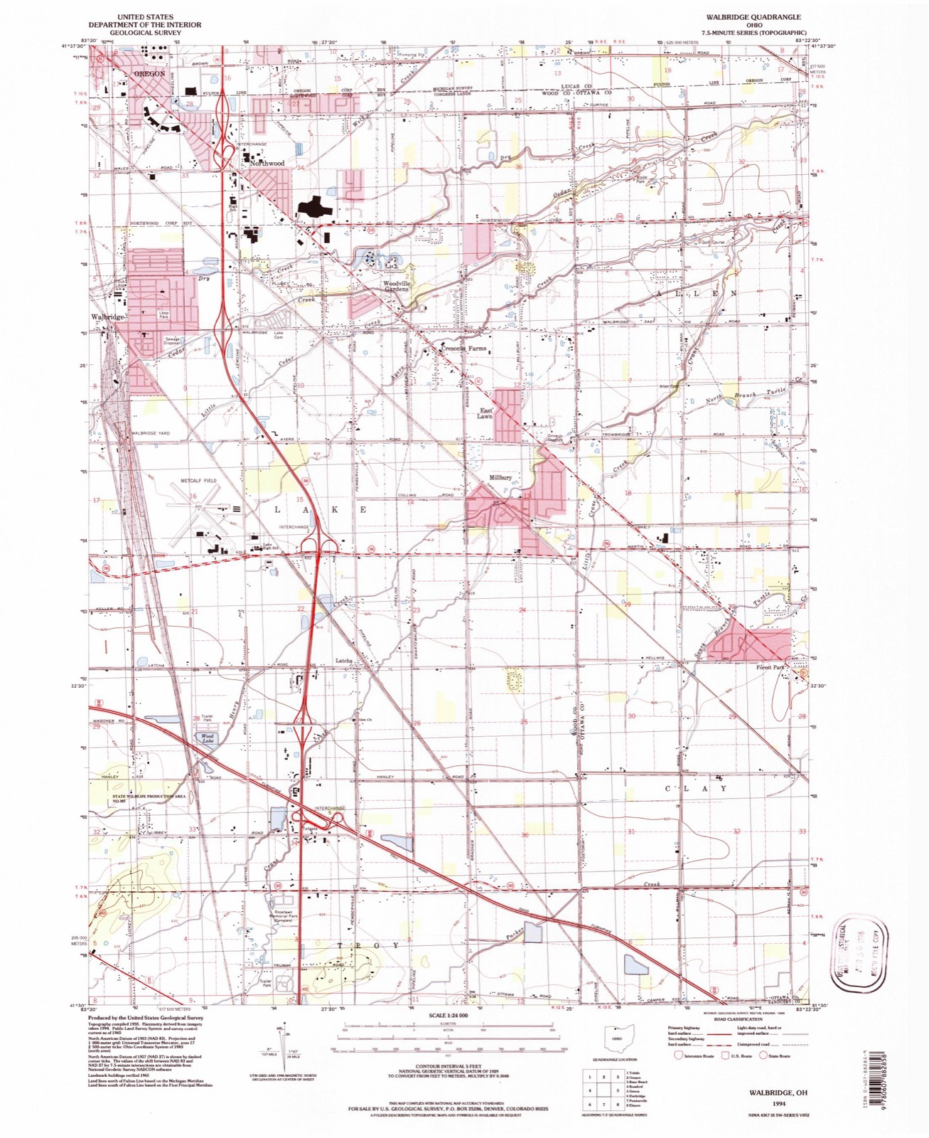 Topographic sheet of Vickers, surveyed 1994