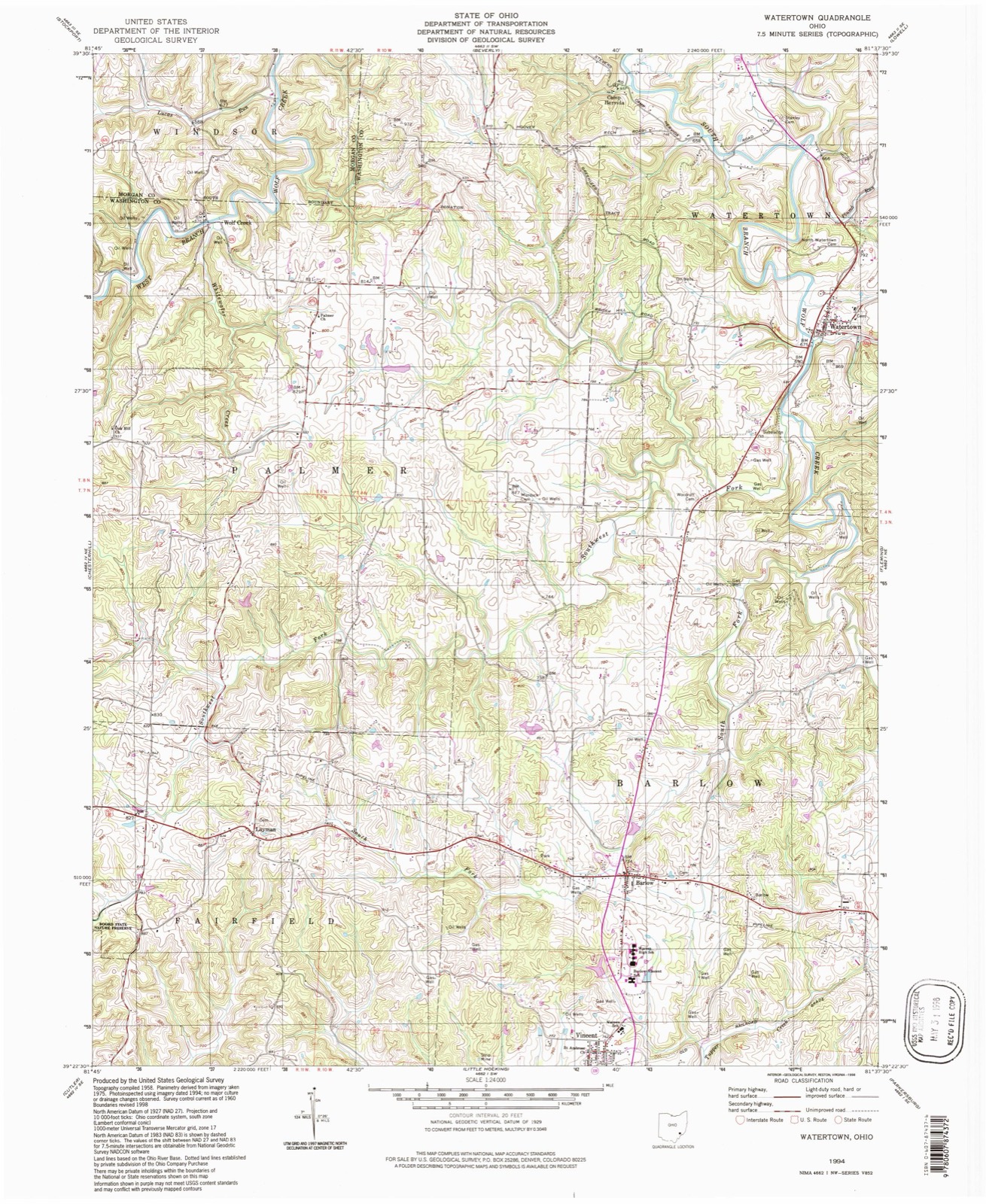 Topographic sheet of Barlow, surveyed 1994
