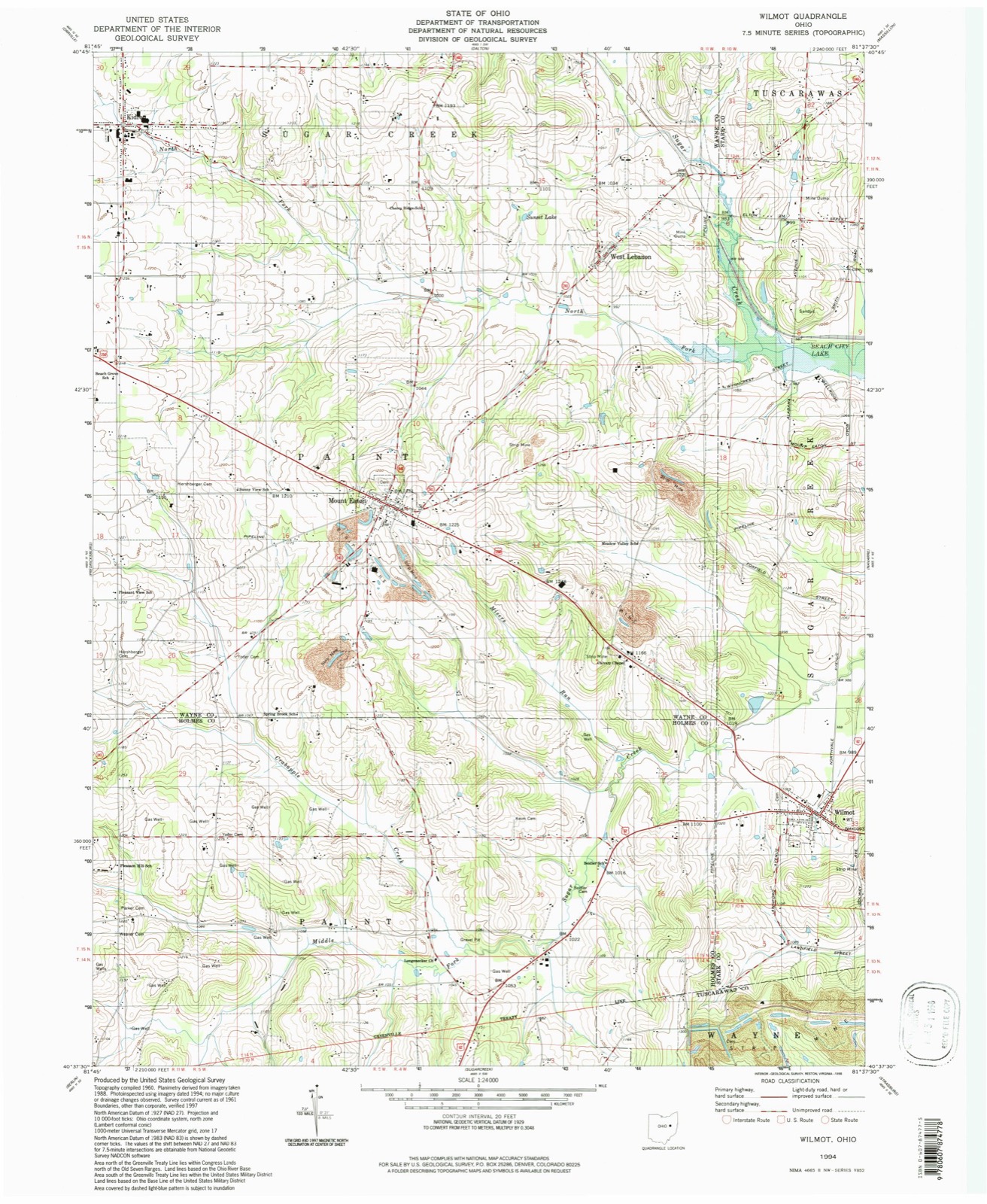 Topographic sheet of Kidron, surveyed 1994