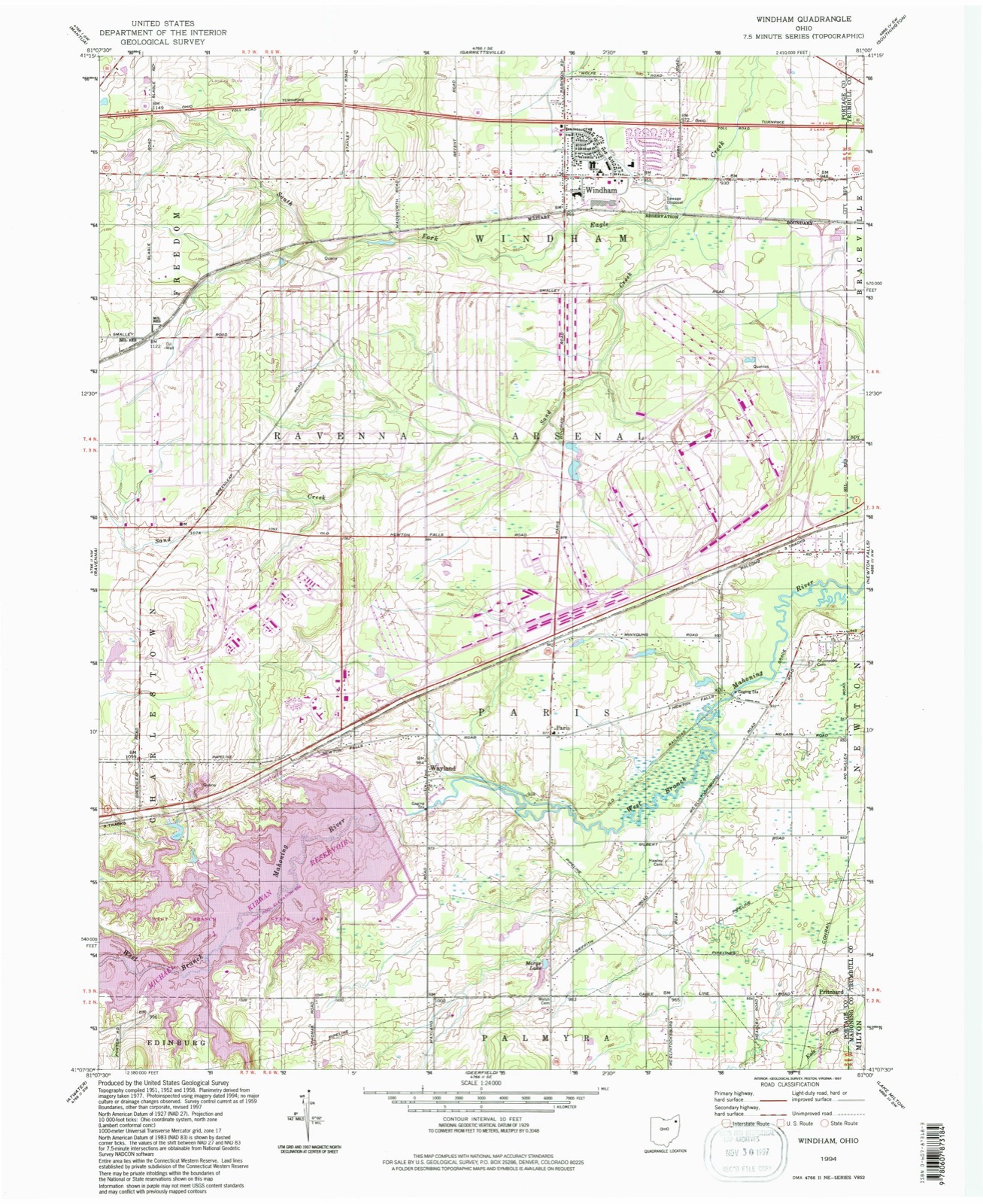Topographic sheet of Windham, surveyed 1994