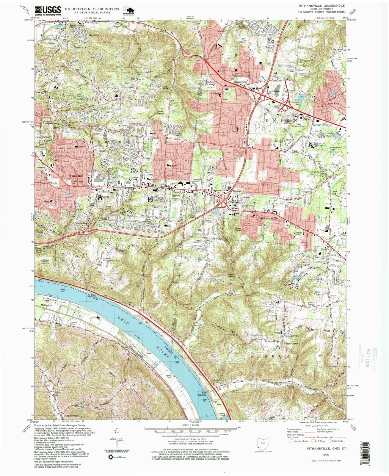 Topographic sheet of Ellenora, surveyed 1996