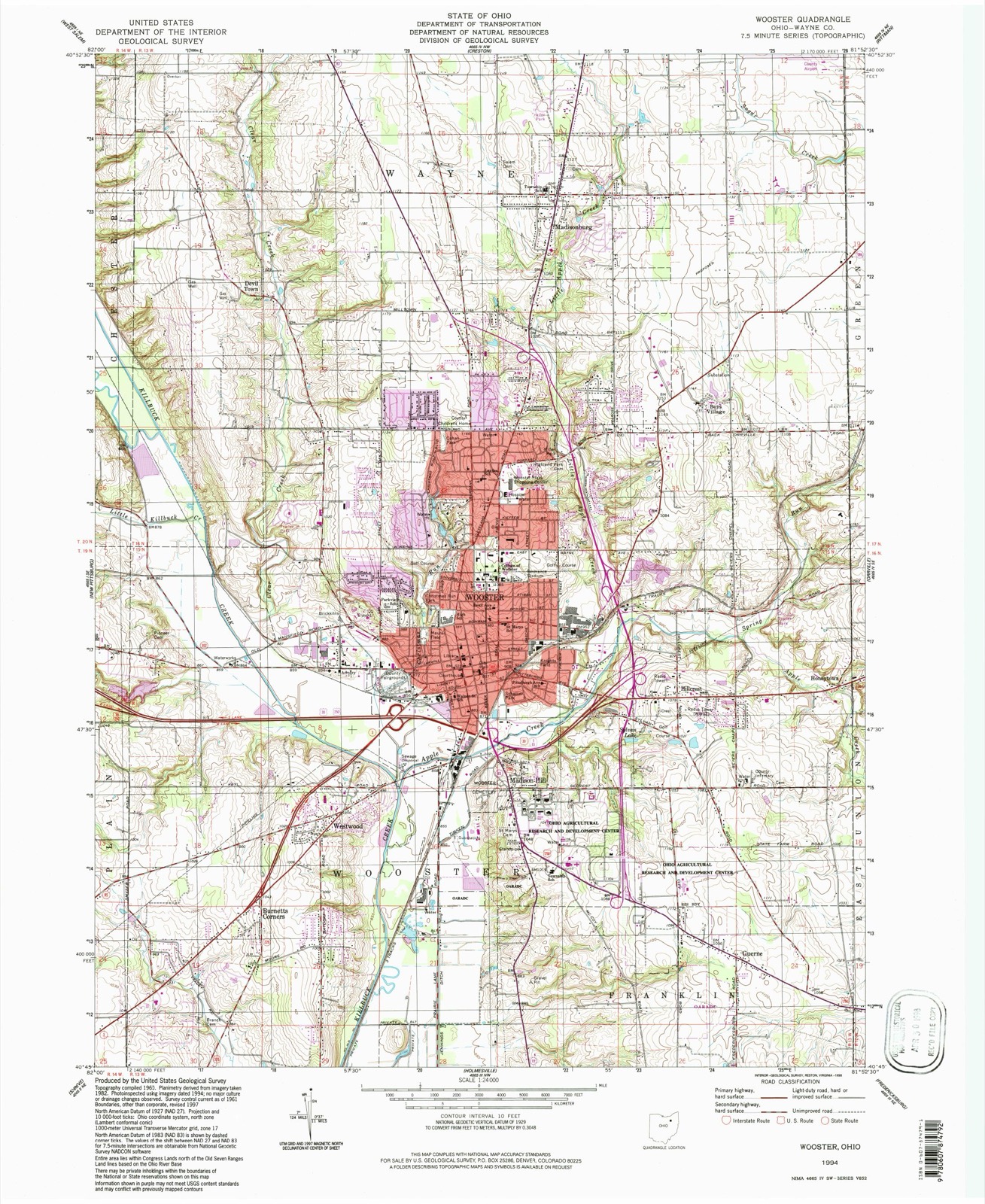 Topographic sheet of Parkview, surveyed 1994