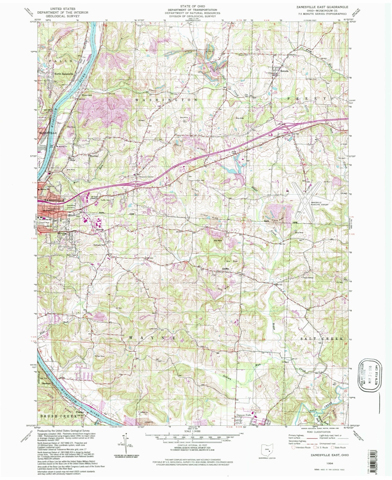 Topographic sheet of Spring Valley, surveyed 1994