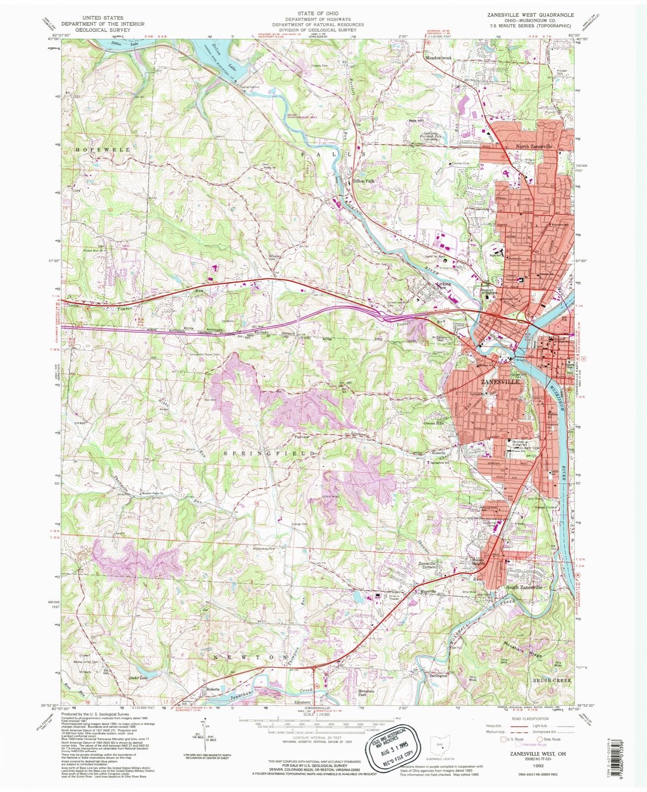 Topographic sheet of Pine Ridge, surveyed 1992