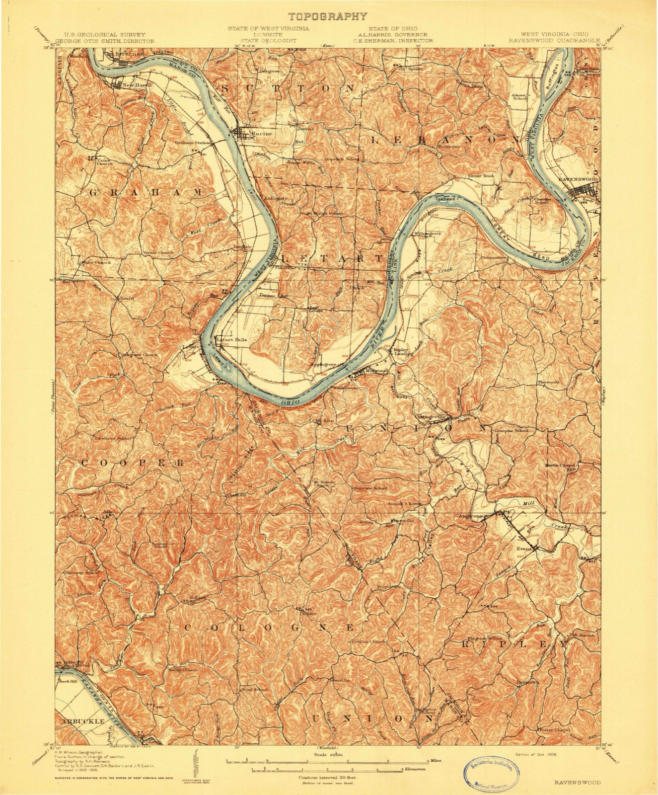 Topographic sheet of Dorcas, surveyed 1908