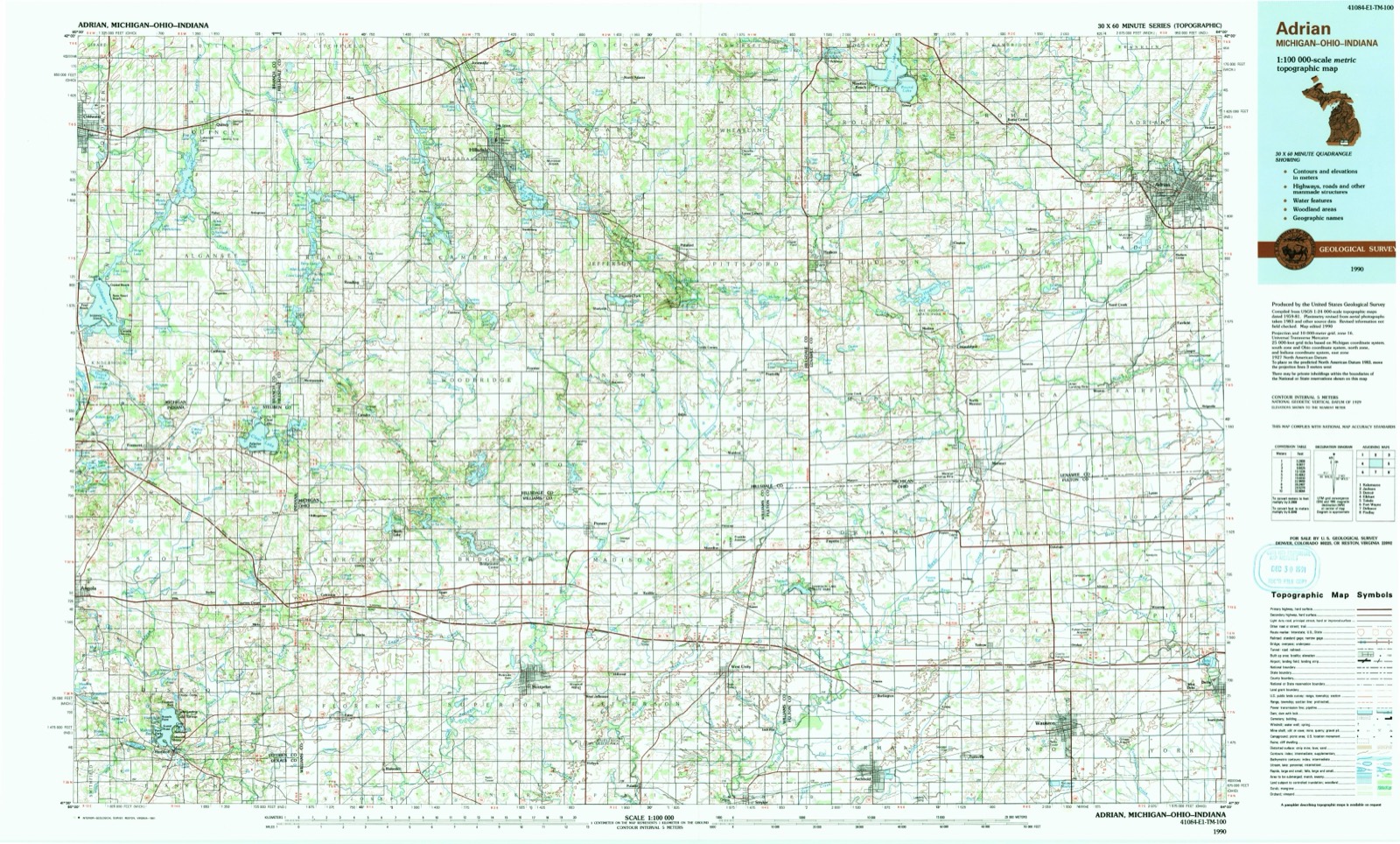 Topographic sheet of Ainger, surveyed 1990