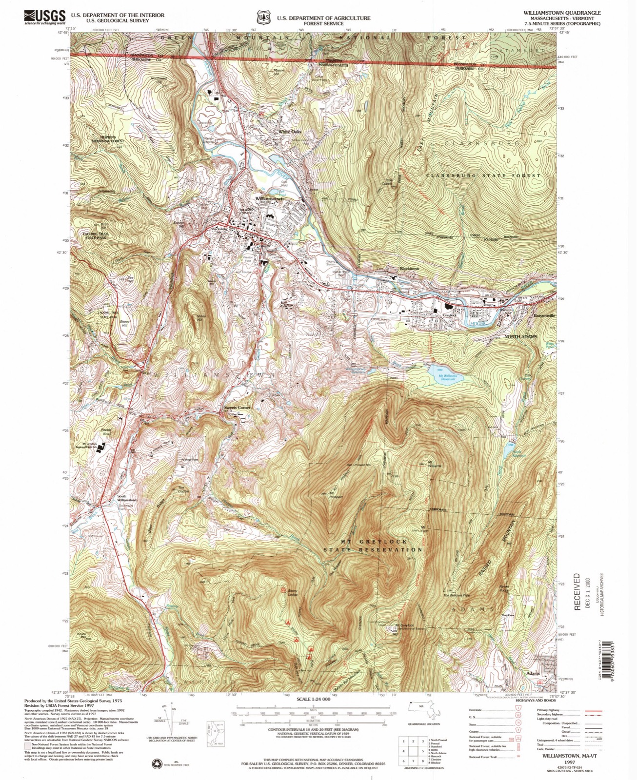 Topographic sheet of Greylock, surveyed 1997