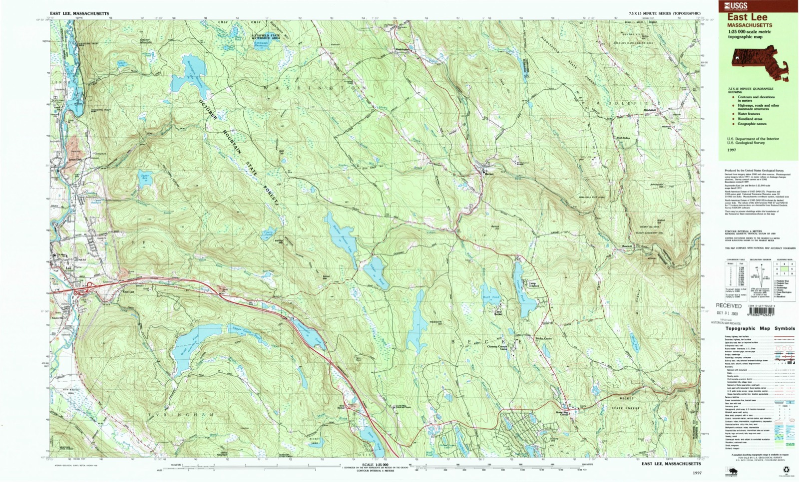 Topographic sheet of Middlefield, surveyed 1997