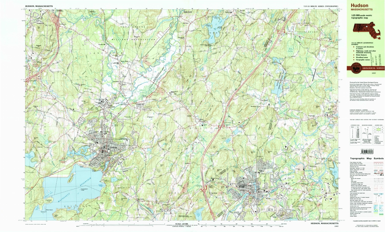 Topographic sheet of Boxboro, surveyed 1997