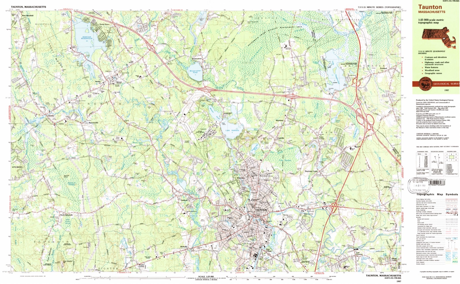 Topographic sheet of Raynham, surveyed 1987