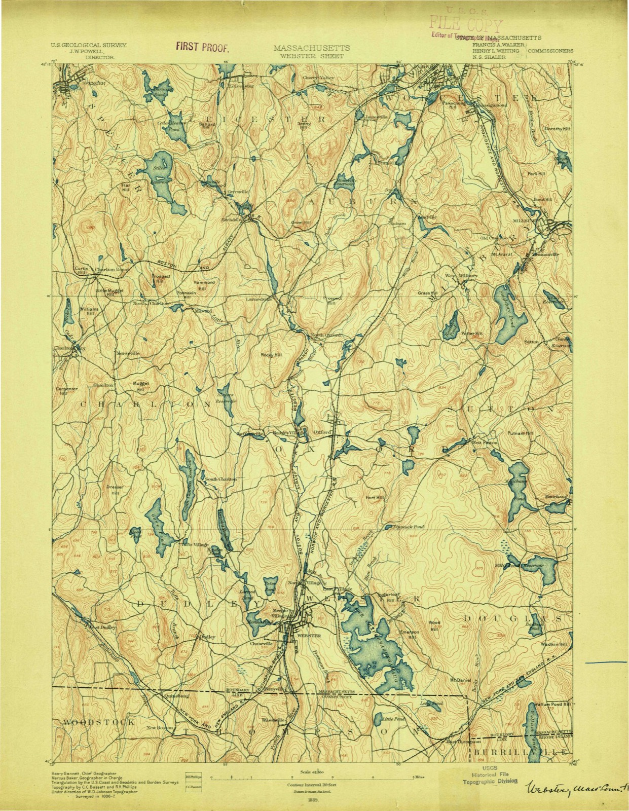 Topographic sheet of Sutton, surveyed 1889