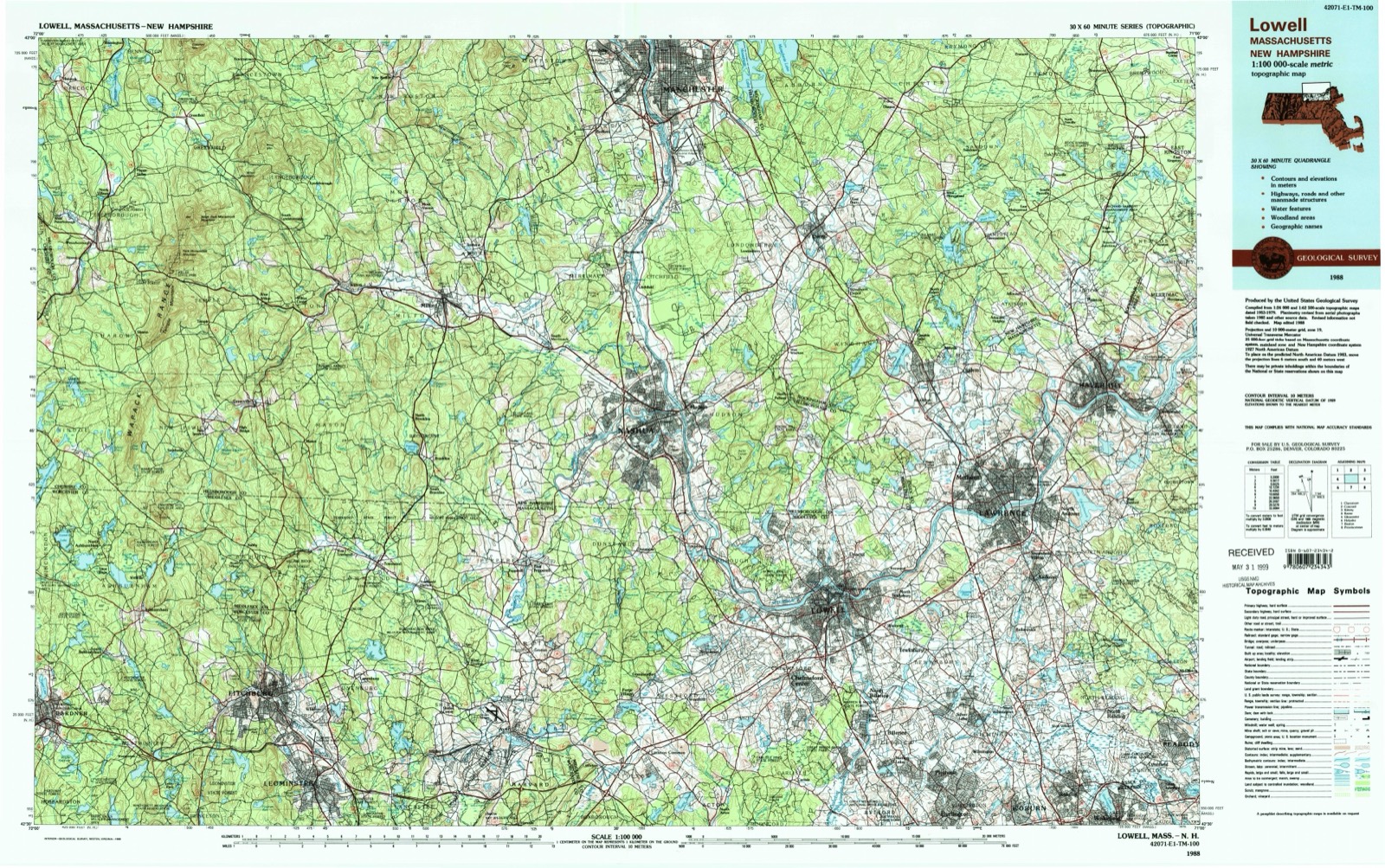 Topographic sheet of Ayer, surveyed 1988