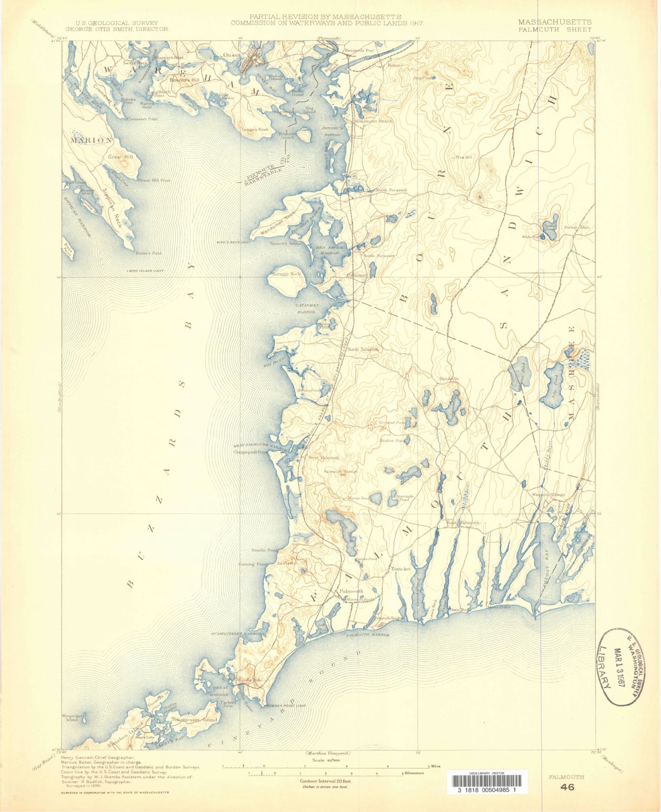 Topographic sheet of Bourne, surveyed 1886